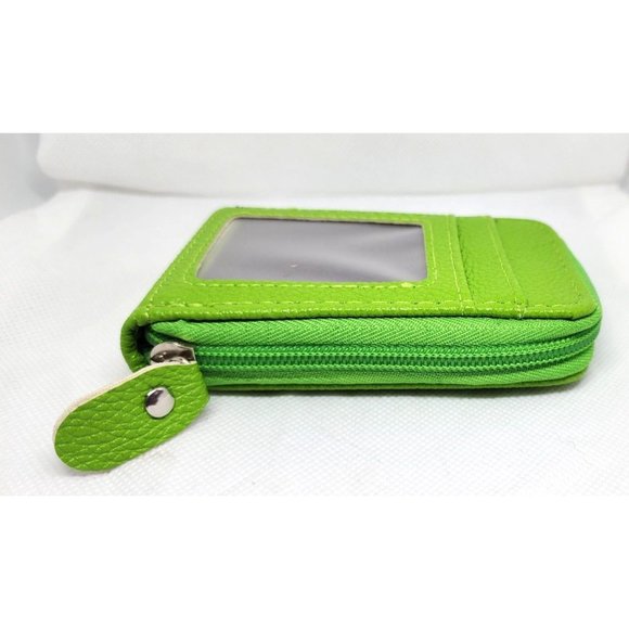 Green Mini Credit Card Case - Multi Card Slot Card Holder Wallet with ID Window - Picture 12 of 13
